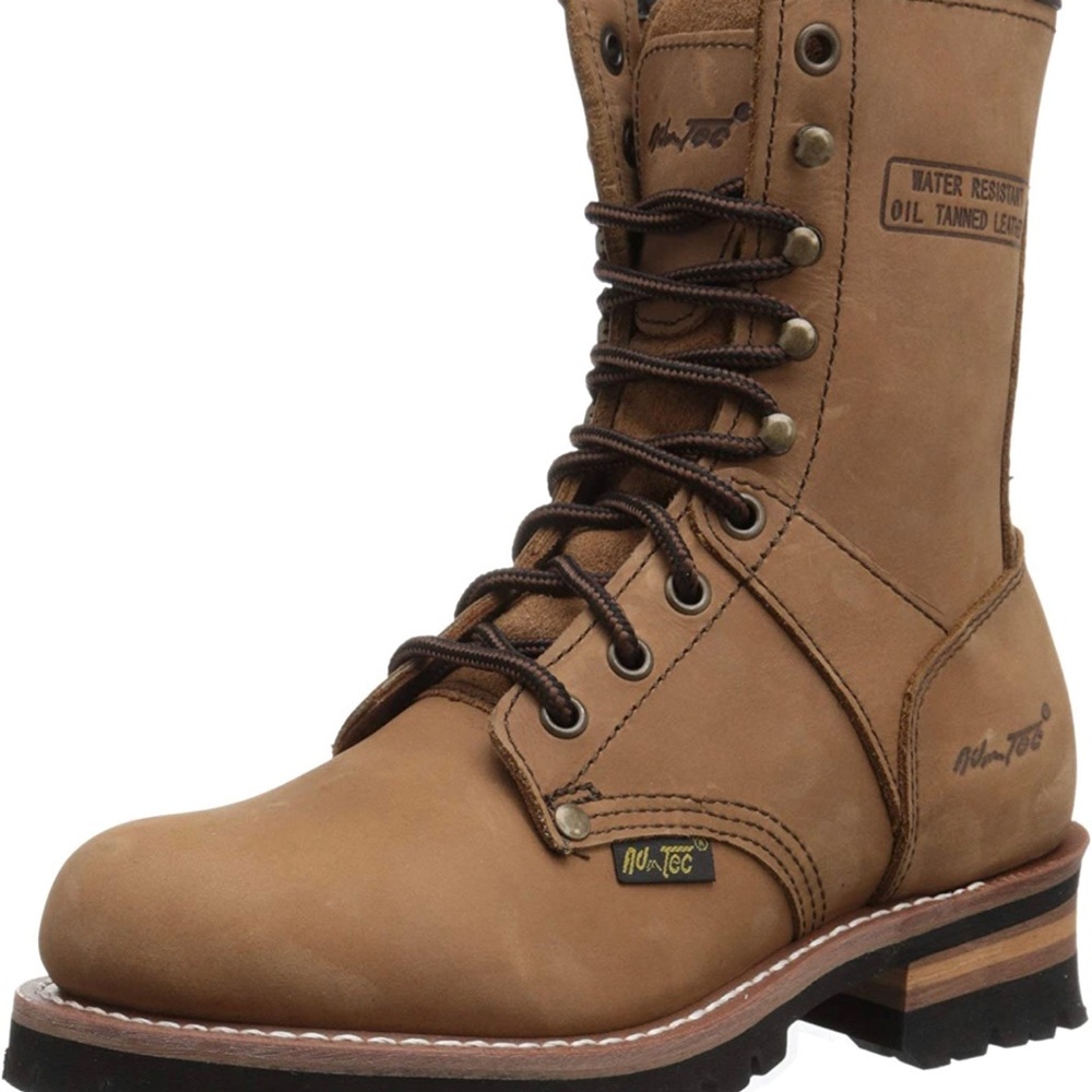 Ad Tec 9" Women Logger Boots Plain Soft Safety Toe With Oil Resistant Lug Sole